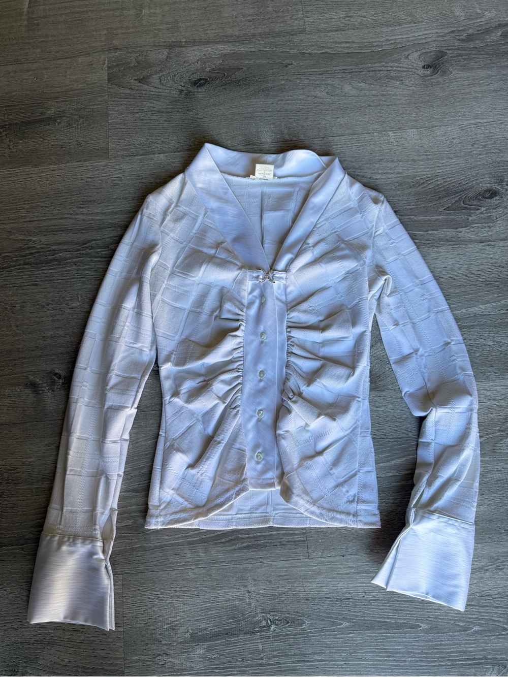 & Other Stories White Ruffle-Front Long Sleeve Blouse